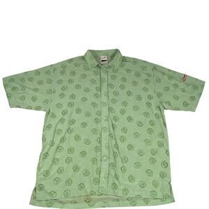 Meccaloha resorts green floral Hawaiian button up shirt size XXL